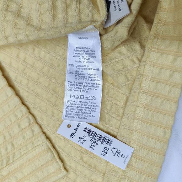 NWT Madewell Textured Easy Short Sleeve Seersucker Camp Shirt XL Butter Yellow - Picture 11 of 14